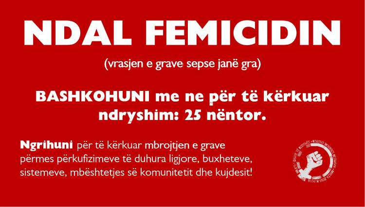 RrGK fton protestë gjithëpopullore kundër vrasjes së grave  më 25 nëntor